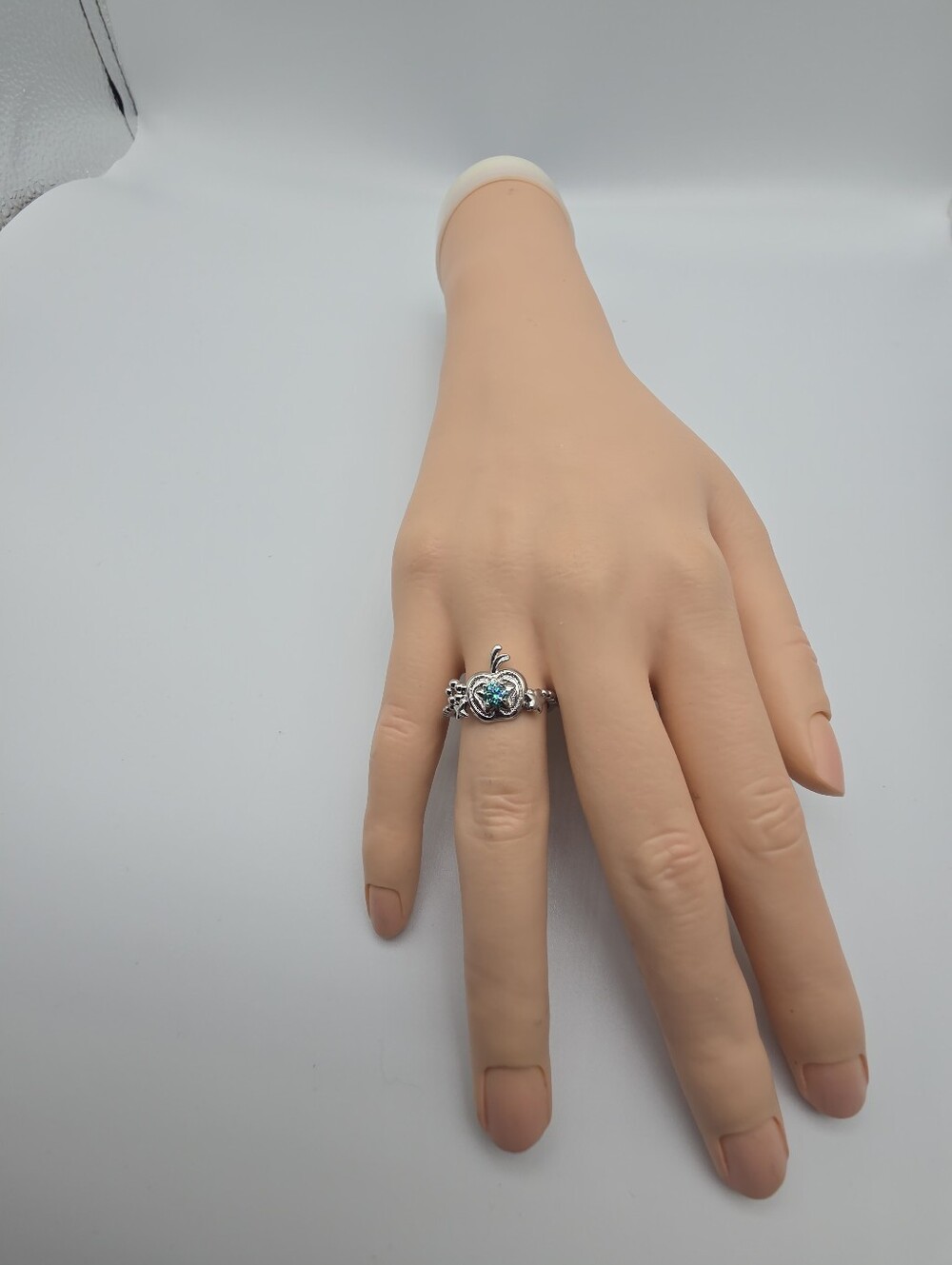 Adjustable Green Moissanite Apple Ring, Stainless Steel Women's Jewelry